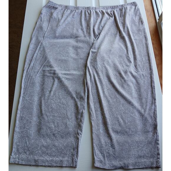 Tan Floral Print Pajama Pants 3X loungewear comfort sleepwear POCKETS plus size - Picture 3 of 12